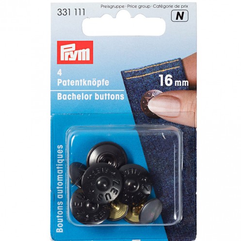 Кнопки "Холостяк" черные, 16 мм PRYM 331111 - Интернет-магазин 