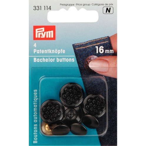 Кнопки "Холостяк" черные, 16 мм PRYM 331114 - Интернет-магазин 